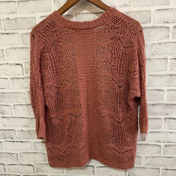 Women’s Pink Republic pinkish orange open front/knit half sleeve cardigan Small - Picture 2 of 4